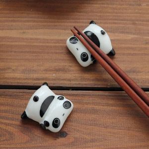 Bacchette 3 pezzi a forma di panda carino porta bacchette in ceramica porta cucchiaio in porcellana, decorazione per la tavola da cucina