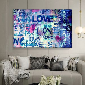 Street Art Graffiti Love Zitate Abstraktes Ölgemälde auf Leinwand Poster HD-Druck Pop Art Wandbilder für Wohnzimmer Cuadros