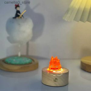 Nocne światła Klasyczne wycie ruchomie zamek lampa sypialnia anime figurka ozdób dla dzieci i fanów light calcifer q231114