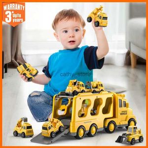 Auto modello di Diecast Escocatatori Toys Bulldozer Vehicles Ingegneria Veicoli Diecast Truck Model Set Kids Educational Boys for Toys Giftsl231114