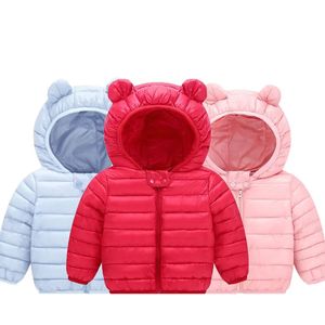 Para baixo casaco crianças acolchoado outerwear crianças quentes meninos meninas sólida jaqueta leve casaco da criança com capuz roupas de algodão 231113