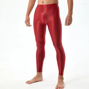 Pantaloni da uomo Elactic Lucido Leggings scarni Uomo Raso Traspirante Yoga Palestra Casual Sport Fitness Pantaloni lunghi Plus Size 2023