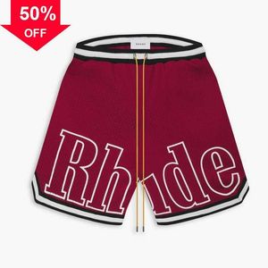 Shorts designer shorts rhude cápsula calça de praia de verão material de malha respirável suor solto fitness basquete masculino curto tamanho m-3xls para 2xl tamanho