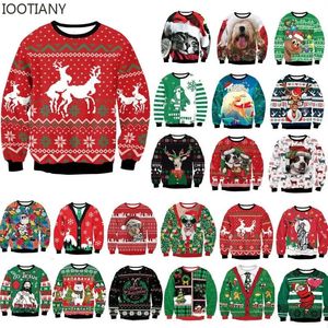 Erkek Sweaters Erkek Kadın Çirkin Noel Kazak Komik Kamar Ren Geyiği Doruk Yapışkan Jumper'lar Üstler Çift Tatil Partisi Noel Sweatshirt 231114