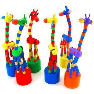 Giraffe Wood Toy Colorful Cute Puzzles Swing Dancing Cartoon Animal Rocking Decoration for Home Garden Party Kids