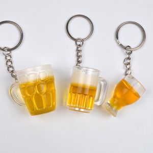 Keychains Simulation Beer Mug Keychain Men And Women Couple Key Chain Bag Pendant Wholesale