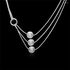 Pendant Necklaces Fashion Women's Silver Color Necklace Beads & Multilayer Thin Chain Classic Charm Jewelry Romantic Party Gift Global