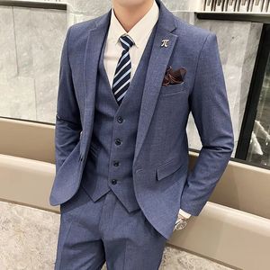 Erkekler Suits Blazers S-5XL Ceket Yelek Pantolon Butik Düz Renk Sıradan İş Ofisi İnce Erkek Takım Damat Gelinlik Blazer Bel Ceket Pantolon 231114