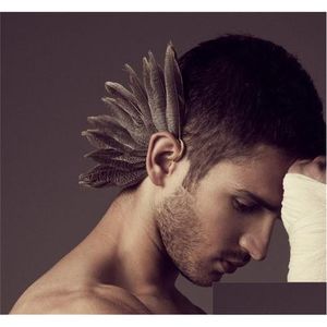 Ear Cuff Unique Feather Suit Uni Non Piercing Gold Clip For Women/Men Novelty Gift Drop Delivery Jewelry Earrings Dhgarden Dhexl