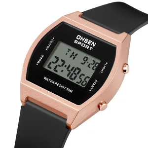 Zegarek na rękę Ohsen Digital Lady Wristwatch Ultra cienkie różowe złoto Wodoodporne elektroniczne kobiety Zatrzymaj miłośników mężczyzn