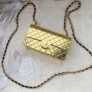 Luksusowe designerskie torby metalowe torby obiadowe Kobiet łańcucha torby crossbody designer torby na ramię Blingbling Luksusowy klapka torebka złota srebro