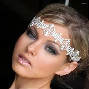 Hårklipp lyxiga flerskikt Rhinestone Head Chain Brud panna pannband Tiara Bröllop Böhmen Brudhuvudbonader