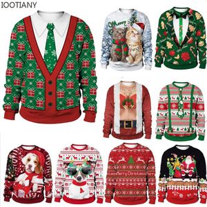 Men's Sweaters Green Women Men Ugly Christmas Funny Cute Gifts Cats Santa 3D Printed Jumpers Tops Autumn Winter Xmas Sweatshirts Coats 231113