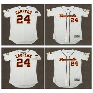 SL Miguel Cabrera 2006 Venezuela World Klasik Gerileme Beyzbol Forması WBC Beyaz Ev Boyutu S-4XL