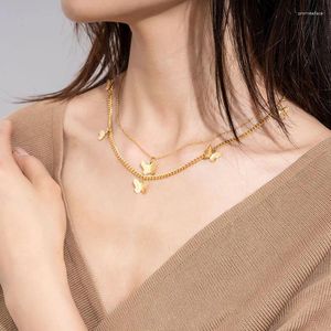 Collane con ciondolo SDA Fashion con pendenti a farfalla IP gioielli con ciondoli placcati oro per girocollo da donna