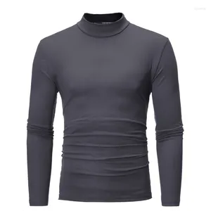 Mäns kostymer B6264 Collar Fashion Thermal Underwear Men hock Neck Basic T-shirt Blus Pullover långärmad topp