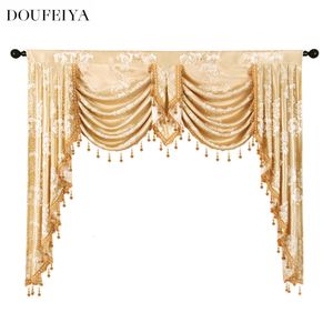 Sheer Curtains European Style for Living Room Bedroom Dining Royal Luxury Valance Pelmet Windows Swag Curtain Wedding Backdrop Stand 230413