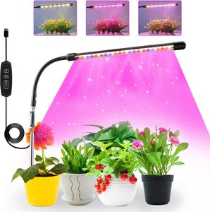 Grow Lights Small Grow Light für Zimmerpflanzen Rot Blau Spectrum mit Timer Schwanenhals Sonnenlicht Pflanzenlampe 80 cm für Sukkulenten Pflanzen P230413