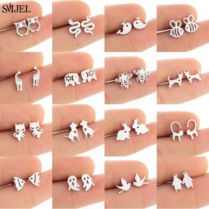 Stud SMJEL Orecchini multipli per animali in acciaio inossidabile per donne Ragazze Pinguino Coniglio Balena Serpente Gatto Orecchini Gioielli Accessori per cani P230411