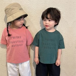 T-shirts Summer Kids letters printed short sleeve T-shirt Boys cotton Tees Girls soft loose Tops 230414