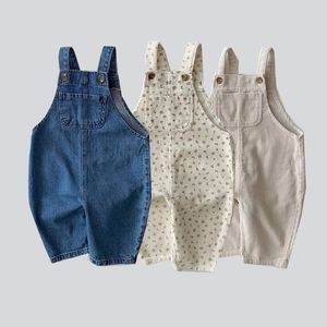 Overaller vår baby övergripande pant solid baby pojke denim jumpsuit casual lossa flickor byxor småbarn corduroy övergripande barn hänge pant 230414