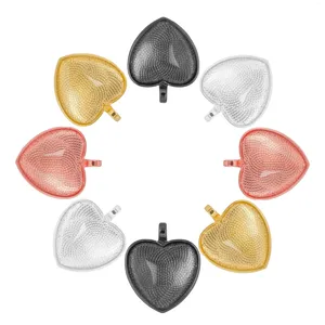 Colares de pingente 50 pçs/lote 25mm coração bandeja encantos moldura configuração para diy fazer colar pulseira chaveiro jóias atacado tyr020