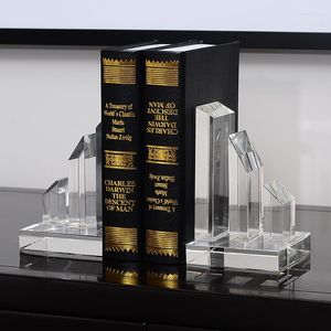 Decorative Figurines Modern Elegant Clear Stripe Crystal Bookends Set Of 2 For Home Tabletop Office Decoration