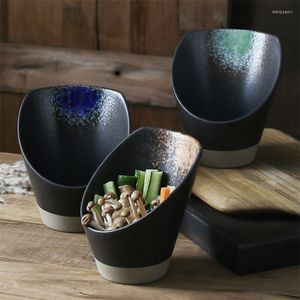 Bowls Creative Ceramic Oblique Mouth Fruit Dish Home Seasoning Bowl Restaurant Vegetable Pot Shop Small Sauce Tableware