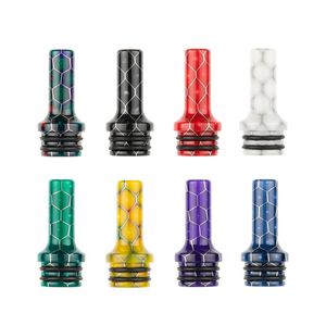 510 Snakeskin Long Mouth Resin Drip Tips Acessórios para cachimbos Honeycomb Bocal para 510 Thread Cigarette Holder RDA RBA Tank Atomizers Driptips Mouth Piece