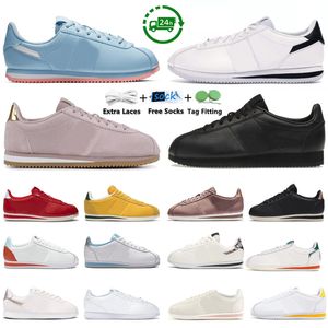 Cortez män kvinnor casual skor psykisk blå läder svart vit metallguld röd blek elfenben brons häl mens kvinnor tränare sport sneakers jogging walking sko