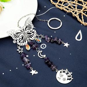 Hair Clips Natural Crystal Gravel Wind Chime Star Moon Butterfly Hanging Ornament Sun Catcher Car Pendant Christmas Tree Home Garden Decor