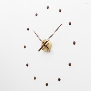 Настенные часы Дизайн DIY Silent Clock Wood Gold Metal роскошные современные современные гостиные ореховые комнаты quartz home decor wh