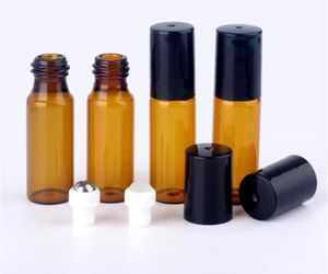 1500PCS 5ml Amber Perfume Glass Roll on Bottle With Glass Metal Ball Brown Empty Roller Glass Bottle For Essential Oil Perfume