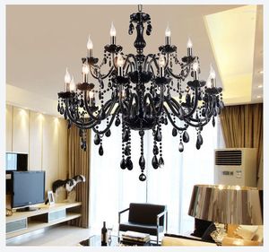 Chandeliers 18/15/10/8/6 Arms Luxury Black Crystal Chandelier Lighting Candle Lamp Brief Fashion Living Room Bedroom Fixture