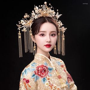 ヘアクリップヘアピンxiuheドレスヘッドウェアステップシェイク花嫁中国の雰囲気の結婚式ショードラゴンフェニックスアンティークジュエリーアクセサリー