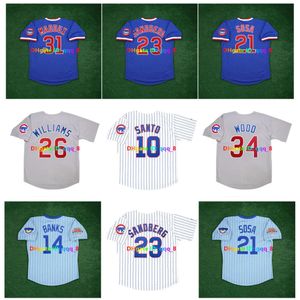 SL SAMMY SOSA RON SANTO MARK GRACE Cooperstown Baseball Jersey Ryne Ryne Sandberg Andre Dawson Ernie Banks Greg 31 Maddux Billy Williams Wrigley