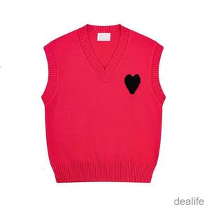 Amip Amiparis sweter kamizel kamizelka skoczek skoczek pot moda v szyja bez rękawów zima am I Paris Big Heart Coeur Love Jacquard bluzy AmisWeater 0mk4