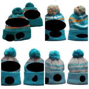 Miami''dolphins''bobble chapéus bonés de bola de beisebol 2023-24 designer de moda chapéu de balde robusto malha faux pom gorro'' chapéu de natal