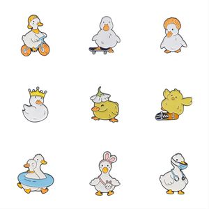 Cartoon Skateboard Bicycle Little Duck Funny Enamel Pins for Backpacks Cute cat Lapel Pins Funny Brooch Women Gift