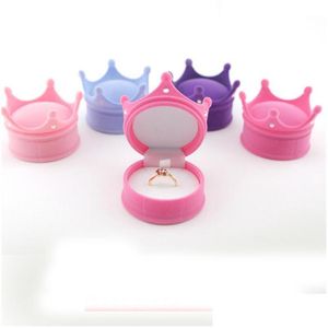 Scatole per gioielli Bella corona Veet Anello Display Box Ear Stud Collana Custodia Contenitore Regalo Orecchini Conservazione Consegna di goccia Dhgarden Dhssi