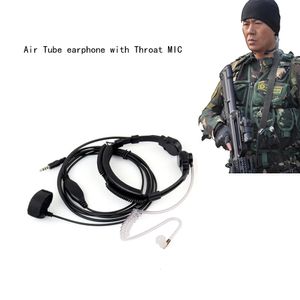 Taktische Kopfhörer 35mm Stecker AntiRadiation Headset Luftschlauch mit Throat MIC Ohrhörer Ohrhörer Spirale für Smartphone 231113