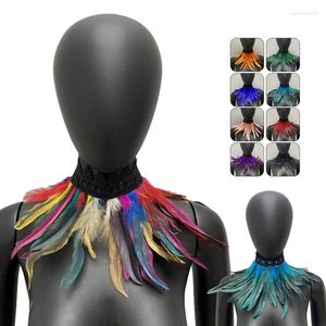 Choker Gothic Sexy Lace Feather Women Punk Fake Collar Neck Cover Cape Shawl Rave Party Halloween Witch Cosplay