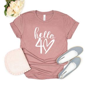 Женская футболка Hello Forty рубашка Hello 40 Tshirt 40-й день рождения