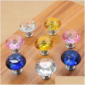 Handles Pulls Fashion K9 Crystal Glass Diamond Furniture Hardware Der Wardrobe Kitchen Cabinets Cupboard Door Pl Knobs Wholesale Z Dh2Vf