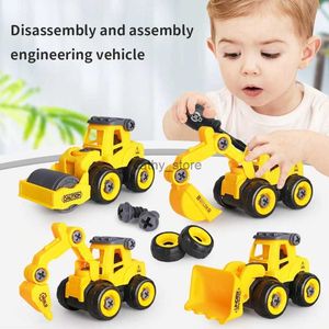 Modellini di auto 4 pezzi Ingegneria Veicoli Giocattoli per bambini Fai da te Vite Costruzione Escavatore Trattore Bulldozer Modelli Auto Ragazzi Giocattoli per bambini GiftL231114