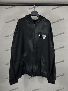 xinxinbuy erkekler tasarımcı kapüşonlu sweatshirt dalga nakış elini çizilmiş grafiti uzun kollu kadınlar mavi siyah beyaz gri xs-xl