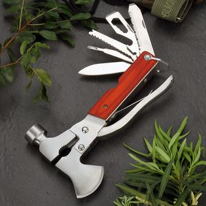 Outdoor Gadgets Camping Accessories Multitool Survival Knife Gear Axe Hammer Multi Tool for Hunting Hiking Durable Sheath Function