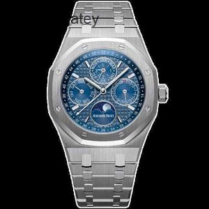 Ap Swiss Luxury Watch Royal Oak Series Precision Steel Orologio meccanico automatico con quadrante blu Orologio da uomo 26574st.oo.1220st.02 Calendario perpetuo 26574st.oo.1220st.02