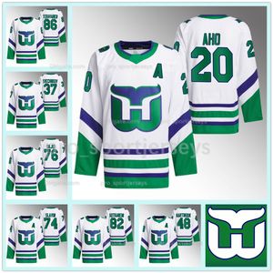 2023-2024 Hurricanes Hartford Whalers Jersey Staal Sebastian Aho Andrei Svechnikov Brent Burns Andersen Jaccob Slavin Martin Necas Seth Jarvis Jesperi Kotkaniemi