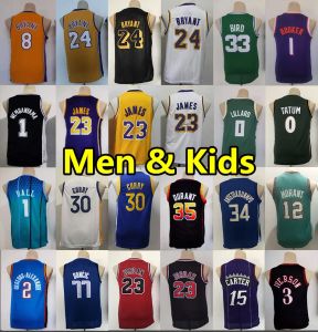 Maglie da basket per bambini giovani uomini Stephen Curry James Devin Booker Kevin Durant Jayson Tatum Ja Morant Giannis Antetokounmpo Bryant Lamelo Ball Jersey